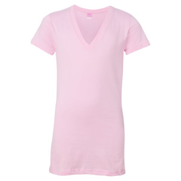 Junior Fit Fine Jersey V-Neck Longer Length T-Shirt Thumbnail