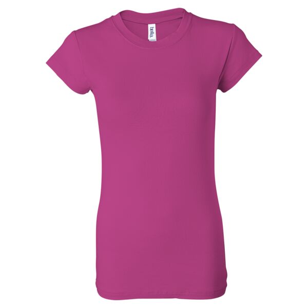 Ladies' Sheer Mini Rib Short Sleeve Longer Length T-Shirt Thumbnail
