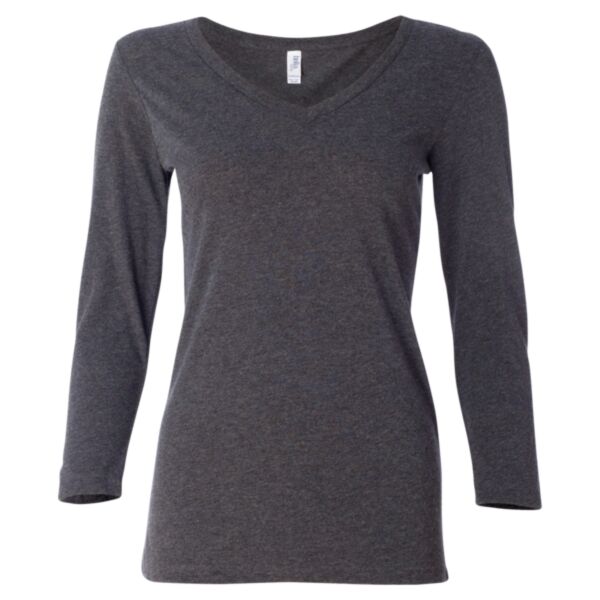 Missy Three-Quarter Sleeve Jersey V-Neck T-Shirt Thumbnail