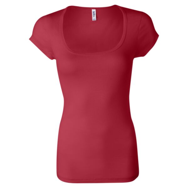 Ladies' Sheer Mini Rib Scoopneck T-Shirt Thumbnail