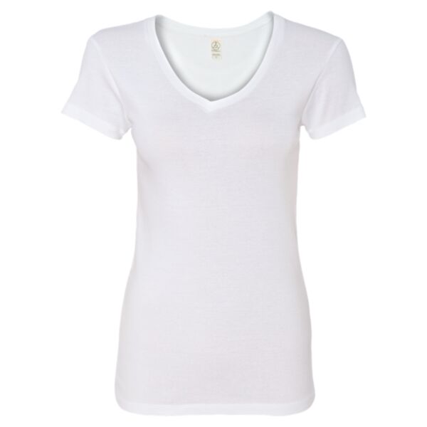 Ladies' 1x1 Baby Rib V-Neck T-Shirt Thumbnail