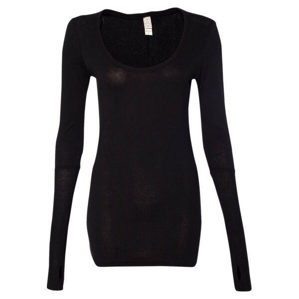 Ladies' Rib-Sleeve Scoopneck T-Shirt Thumbnail