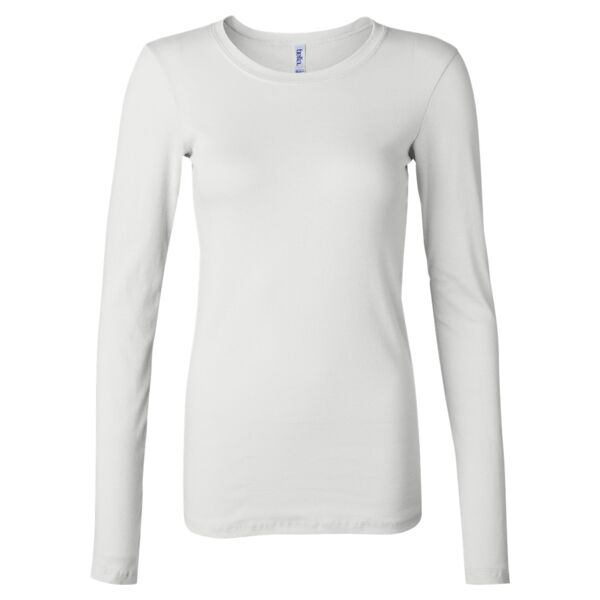 Ladies' Sheer Mini Rib Long Sleeve T-Shirt Thumbnail