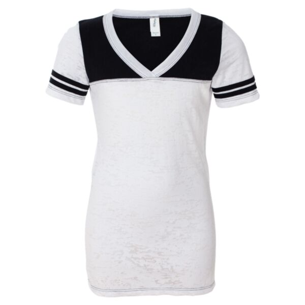 Juniors' Burnout V-Neck Football T-Shirt Thumbnail