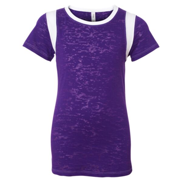 Juniors' Burnout Crewneck Football T-Shirt Thumbnail