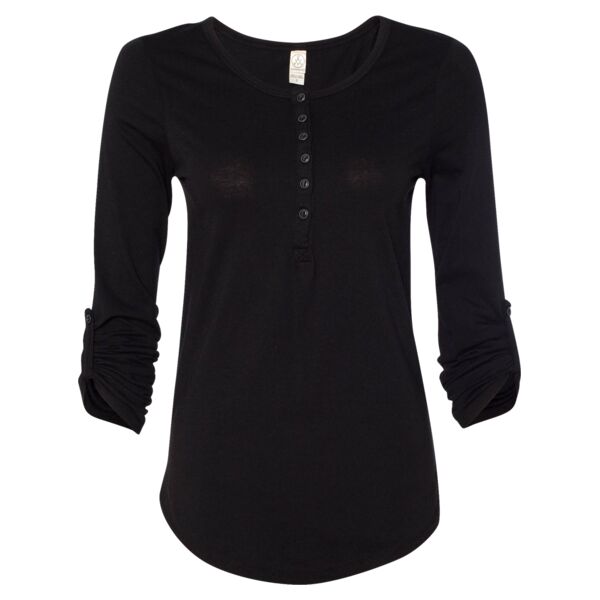 Ladies' Rolled Sleeve Henley Thumbnail