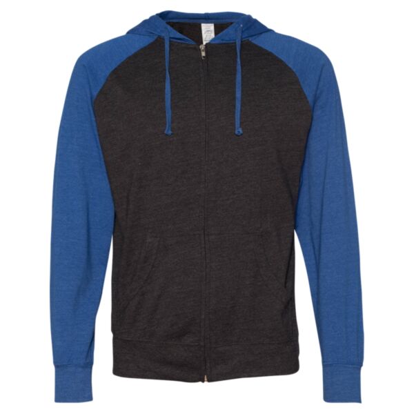 Lightweight Jersey Raglan Hooded Full-Zip T-Shirt Thumbnail