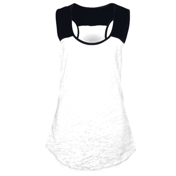 Juniors' Burnout Raglan Tank Top Thumbnail
