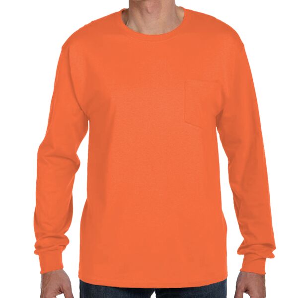 Hanes 5596 Adult Tagless® Long Sleeve T-Shirt with a Pocket Thumbnail