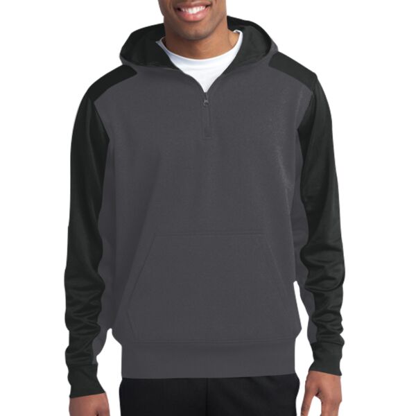 Sport Tek ST249 Fleece Colorblock 1/4 Zip Hooded Sweatshirt Thumbnail