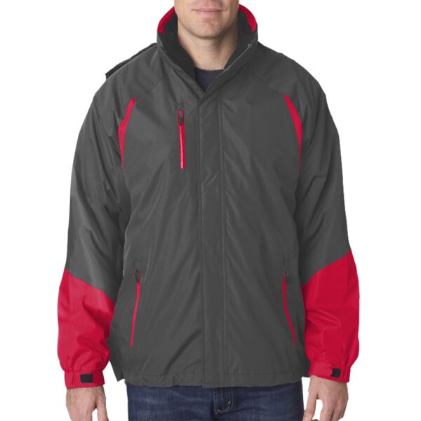 UltraClub 8939 Adult Color Block 3-in-1 Systems Hooded Jacket Thumbnail