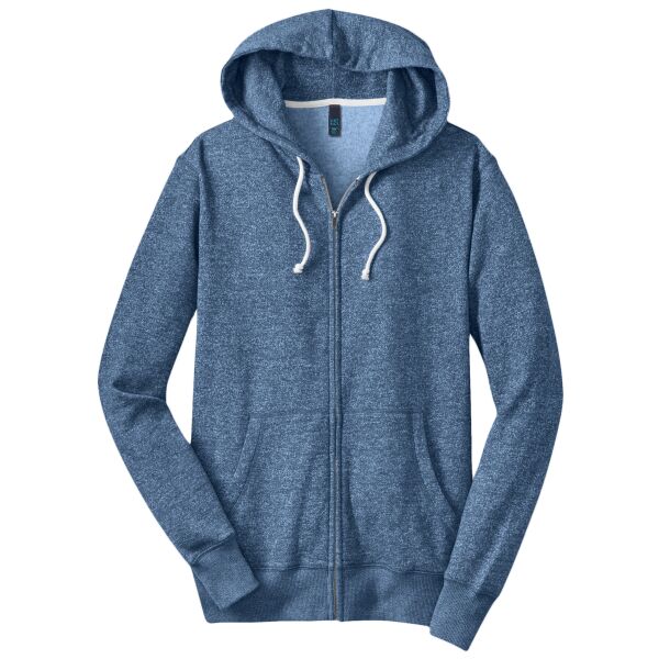 District Made DT192 Young Mens Marled Fleece Full Zip Hoodie Thumbnail