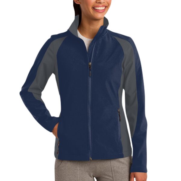 Sport Tek LST970 Ladies Colorblock Soft Shell Jacket Thumbnail