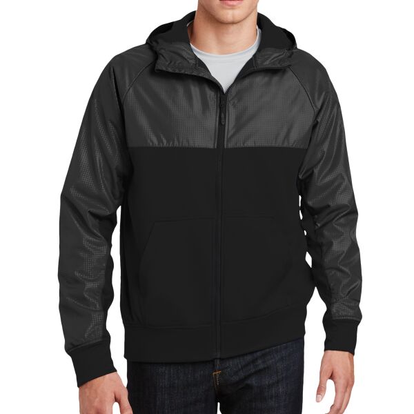 Sport Tek JST50 Embossed Hybrid Full Zip Hooded Jacket Thumbnail