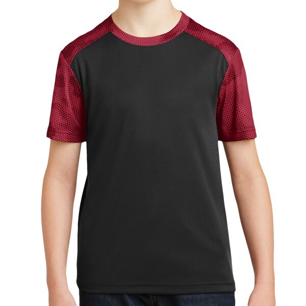 Sport Tek YST371 Youth CamoHex Colorblock Tee Thumbnail