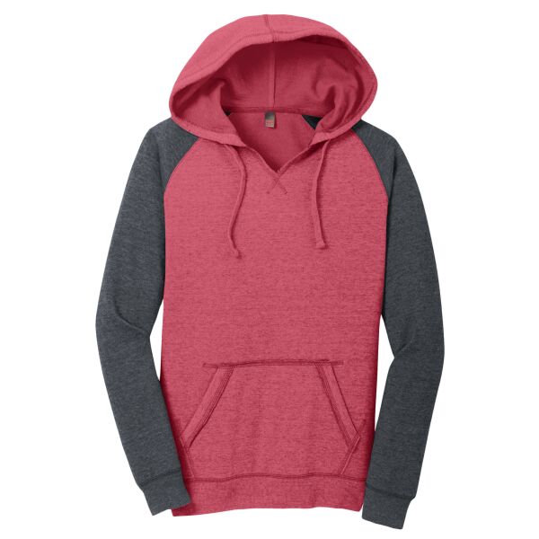 District DT290 Juniors Lightweight Fleece Raglan Hoodie Thumbnail
