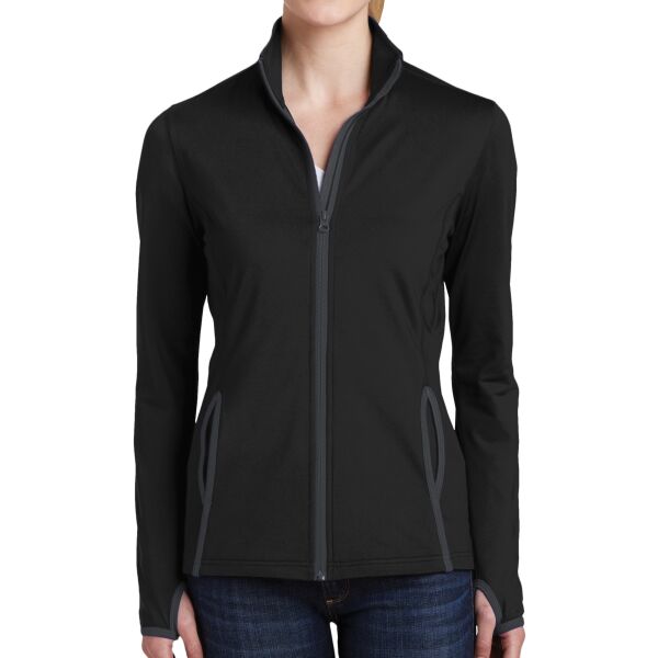 Sport Tek LST853 Ladies Sport Wick ® Stretch Contrast Full Zip Jacket Thumbnail
