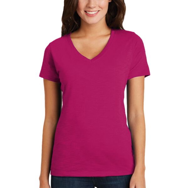 District Made DM3501 Ladies Super Slub ™ V Neck Tee Thumbnail