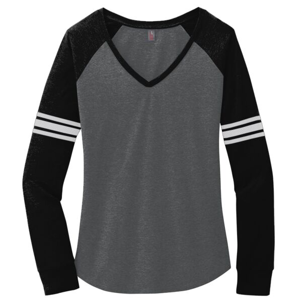 mm Distict Made DM477 Ladies Game Long Sleeve V Neck Tee Thumbnail