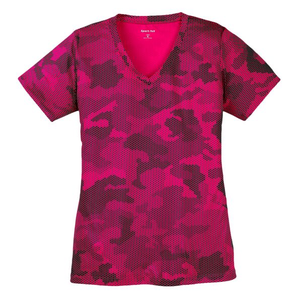 fx Sport Tek LST370 Ladies CamoHex V Neck Tee Thumbnail
